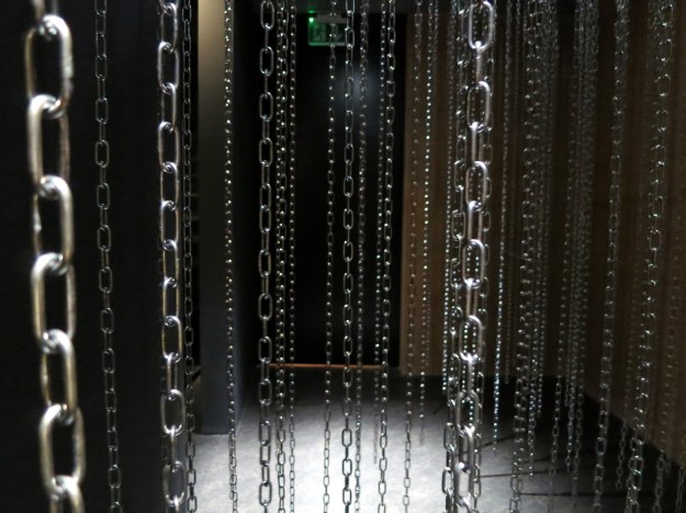 Chains symbolizing the struggle people have had to escape their dire situations.